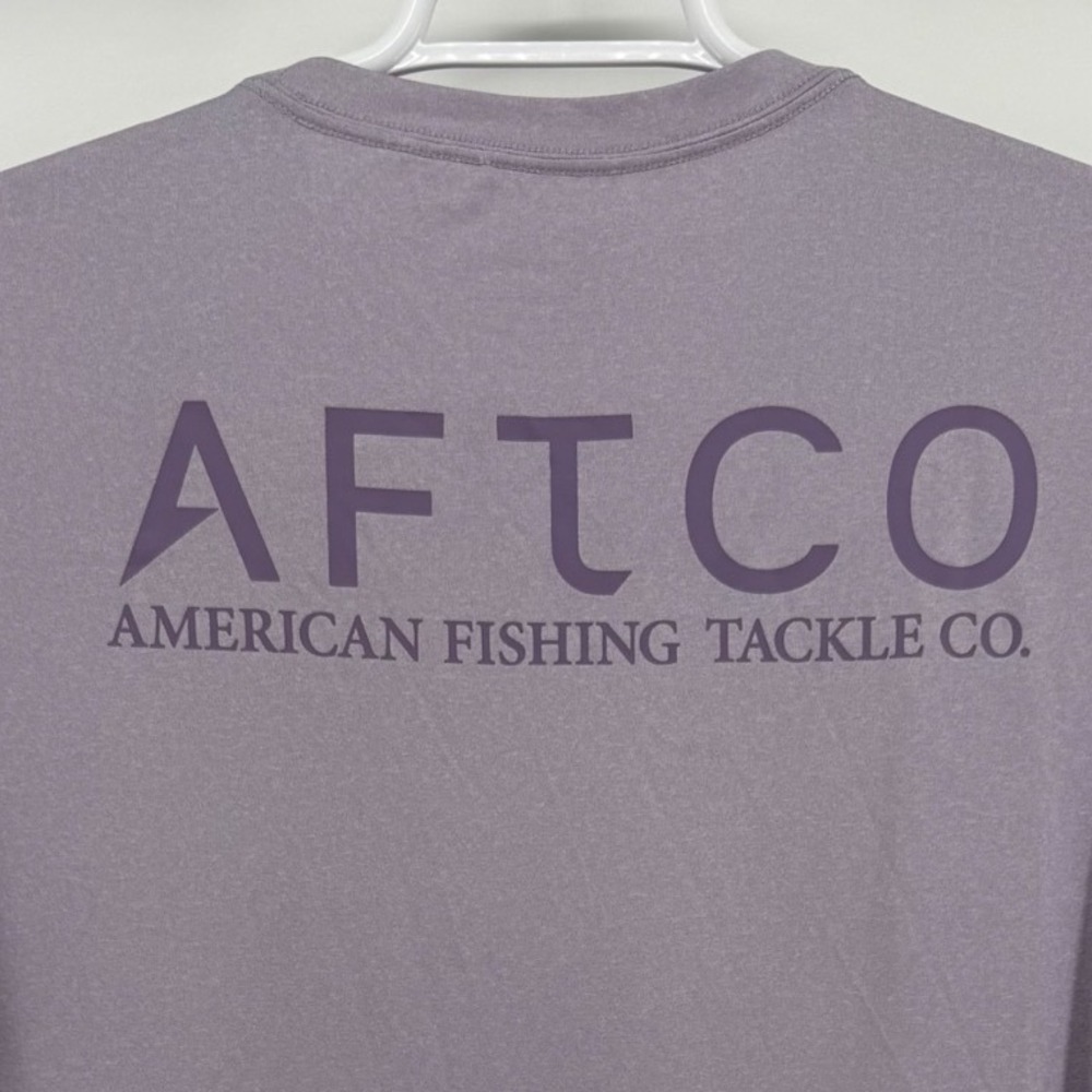 AFTCO Mens XL Performance Fishing Shirt Lavender Purple Short Sleeve Logo Tee